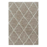 TEPPICH Hochflor Shaggy Geometrisch Polypropylen Wohnzimmer Beige Rechteckig 140x200 - Beige, Textil (140/200cm) - KADIMA DESIGN