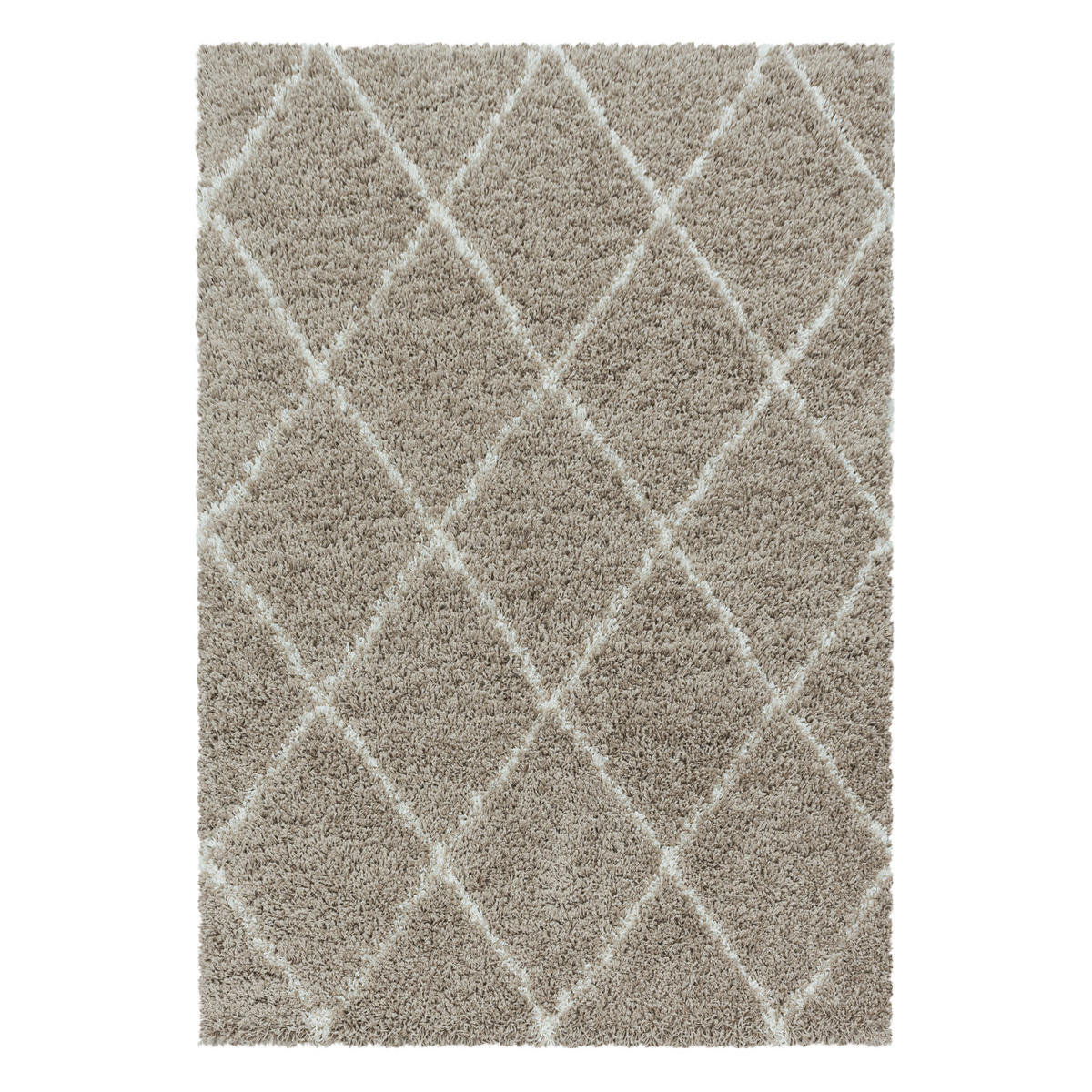 TEPPICH Hochflor Shaggy Geometrisch Polypropylen Wohnzimmer Beige Rechteckig 140x200 - Beige, Textil (140/200cm) - KADIMA DESIGN
