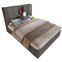 POLSTERBETT 90/200 cm Grau mit Stauraum, Ladestation und Matratze - Grau, Textil (90/200cm) - Flora Grace