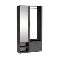 GARDEROBENSCHRANK Limo Plus mit zwei Türen und Sitzpolster graphit - Graphitfarben, Holzwerkstoff (100/190/33cm) - Beautysofa
