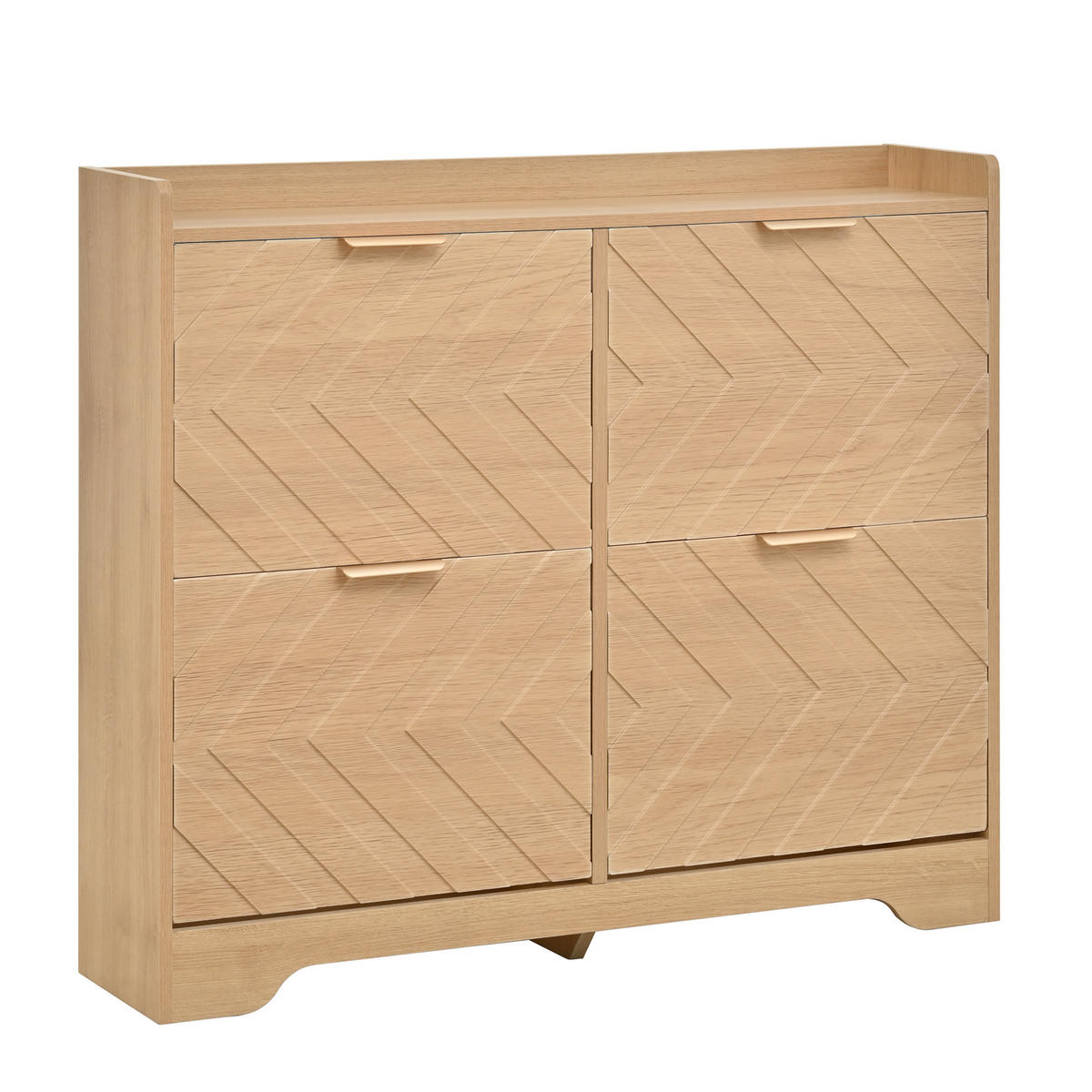 SCHUHSCHRANK 105/24/90 cm mit 4 Klappfächern, 3D-Strukturfront und Ablagefläche, MDF, Natur - Naturfarben, Holzwerkstoff (105/90/24cm) - Redom