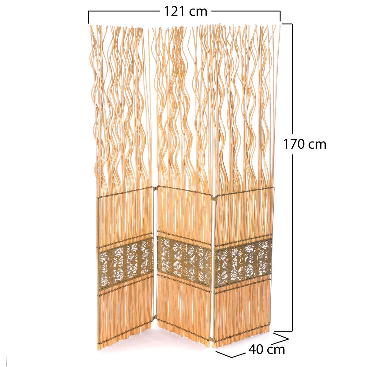 RAUMTEILER Oase 3-tlg. 170x120 cm, Weidenholz gewellt honigfarben - Naturfarben, Naturmaterialien (121/170/2cm) - CREEDWOOD