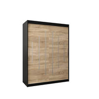 SCHWEBETÜRENSCHRANK 200/150/62 2-türig - Silberfarben/Schwarz, Holz/Kunststoff (150/200/62cm) - Abiks Möbel