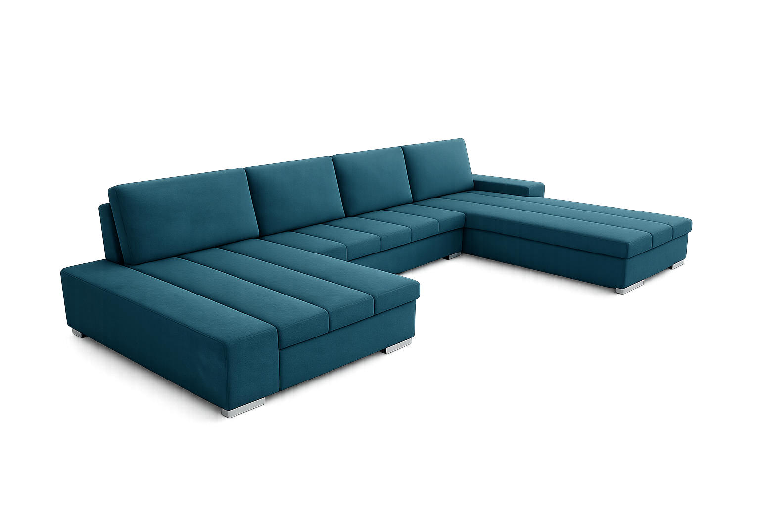 WOHNLANDSCHAFT VERONA U-Form mit Schlaffunktion, Bettkasten und Wellenfederung – Großzügiges Ecksofa 387 cm - Petrol, Kunststoff (387/85/213cm) - Wohnideebilder