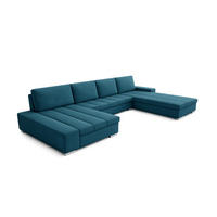 WOHNLANDSCHAFT VERONA U-Form mit Schlaffunktion, Bettkasten und Wellenfederung – Großzügiges Ecksofa 387 cm - Petrol, Kunststoff (387/85/213cm) - Wohnideebilder