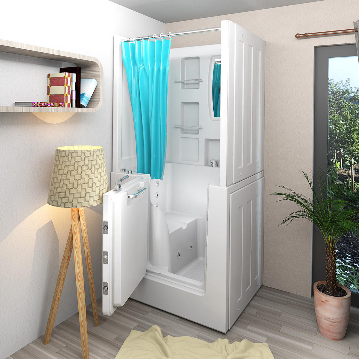 SENIORENDUSCHE Wanne Whirlpool S02D-WP-A-L 78x100x205cm - Weiß, Glas/Kunststoff (78/100/205cm) - AcquaVapore by Sandra Jentho