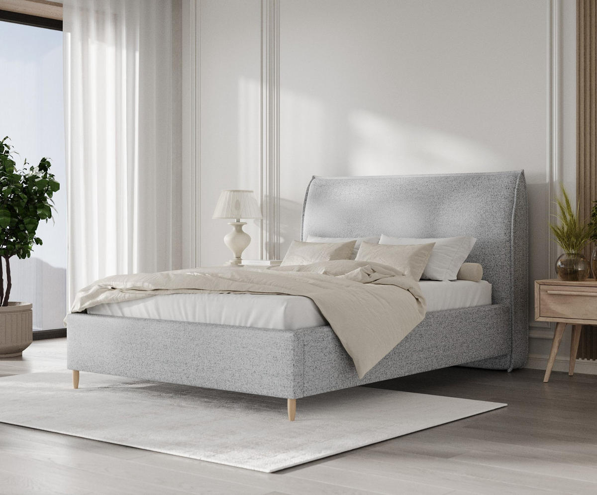 POLSTERBETT Mira 120/200 cm Grau im Riva Stoff - Naturfarben/Grau, Holz/Holzwerkstoff (120/200cm) - AltaBeds