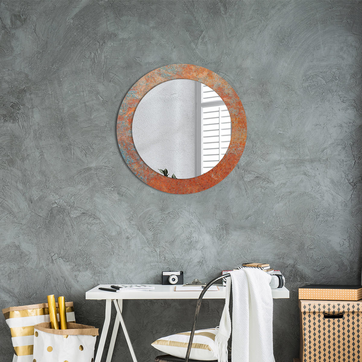 SPIEGEL Ø60 cm Rund mit Aufdruck - Orange, Glas (60/60/0.4cm) - TULUP