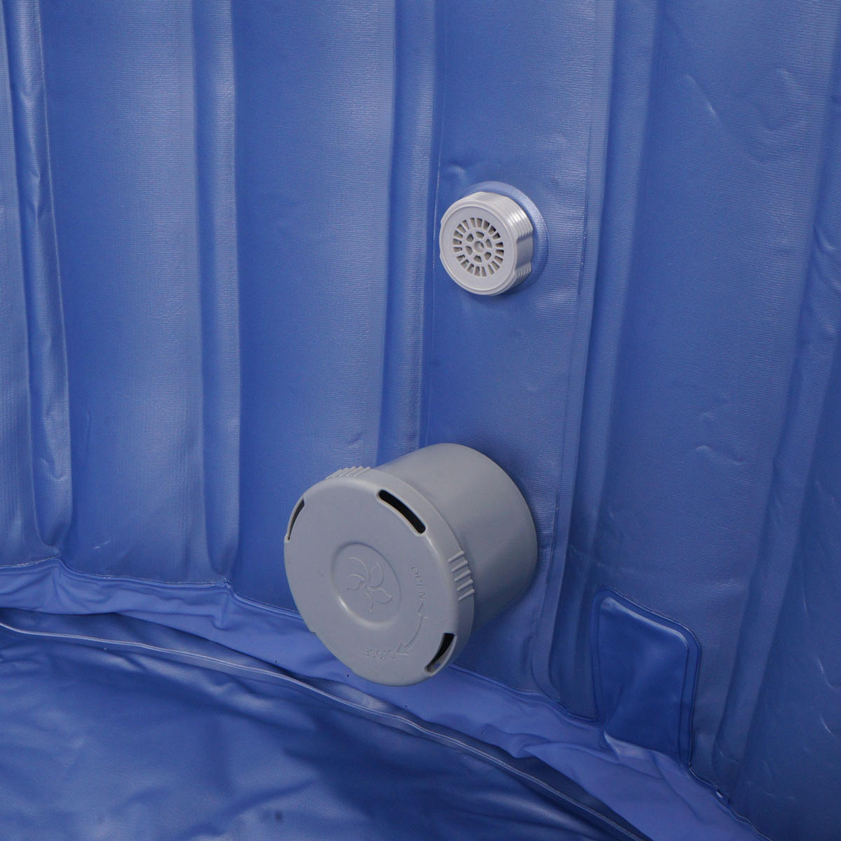 ERSATZ-WHIRLPOOL rund Grau, Blau - Blau/Grau, Textil (180/63/180cm) - MCW