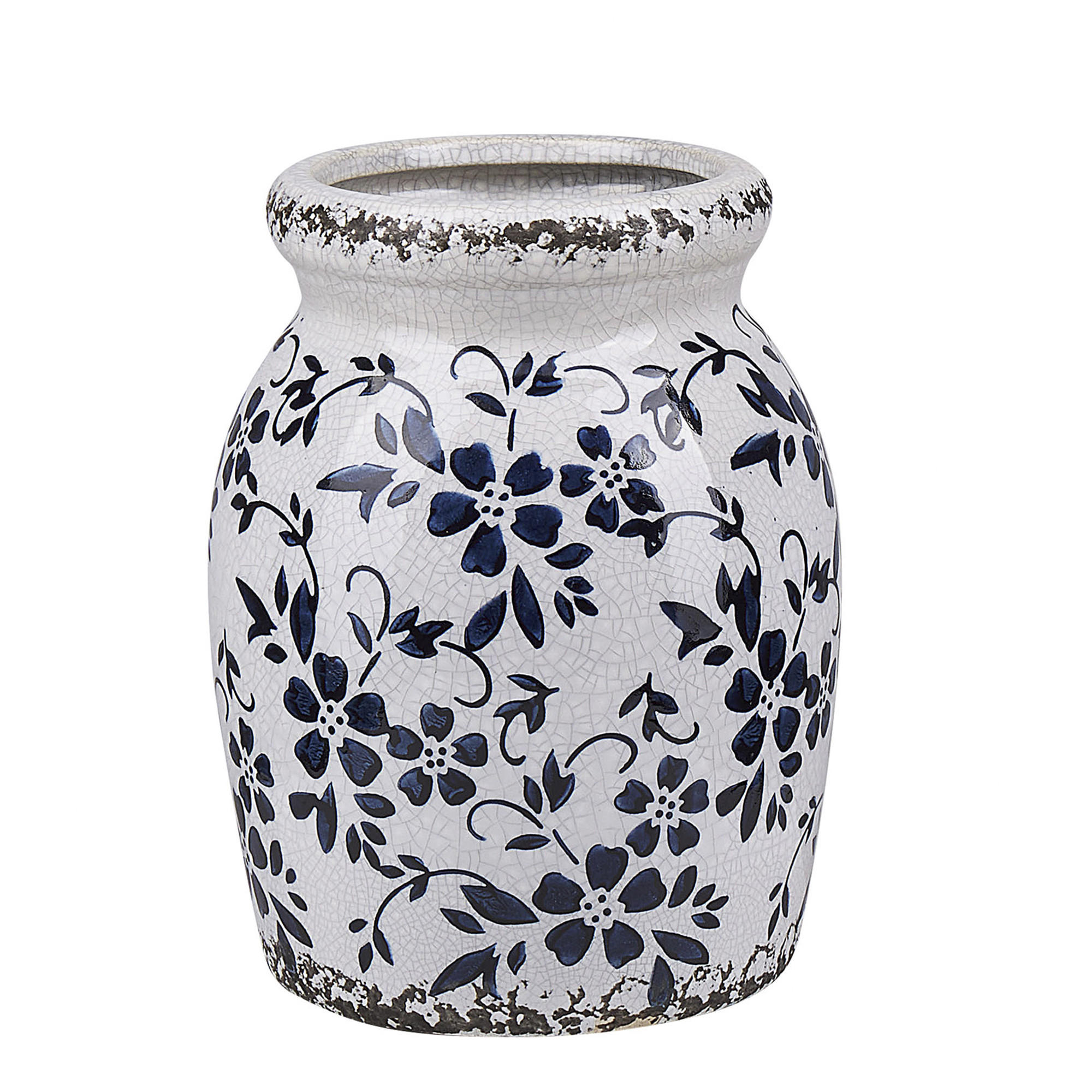 BLUMENVASE Steinzeug weiß Amida - Weiß, Stein (18cm) - Beliani
