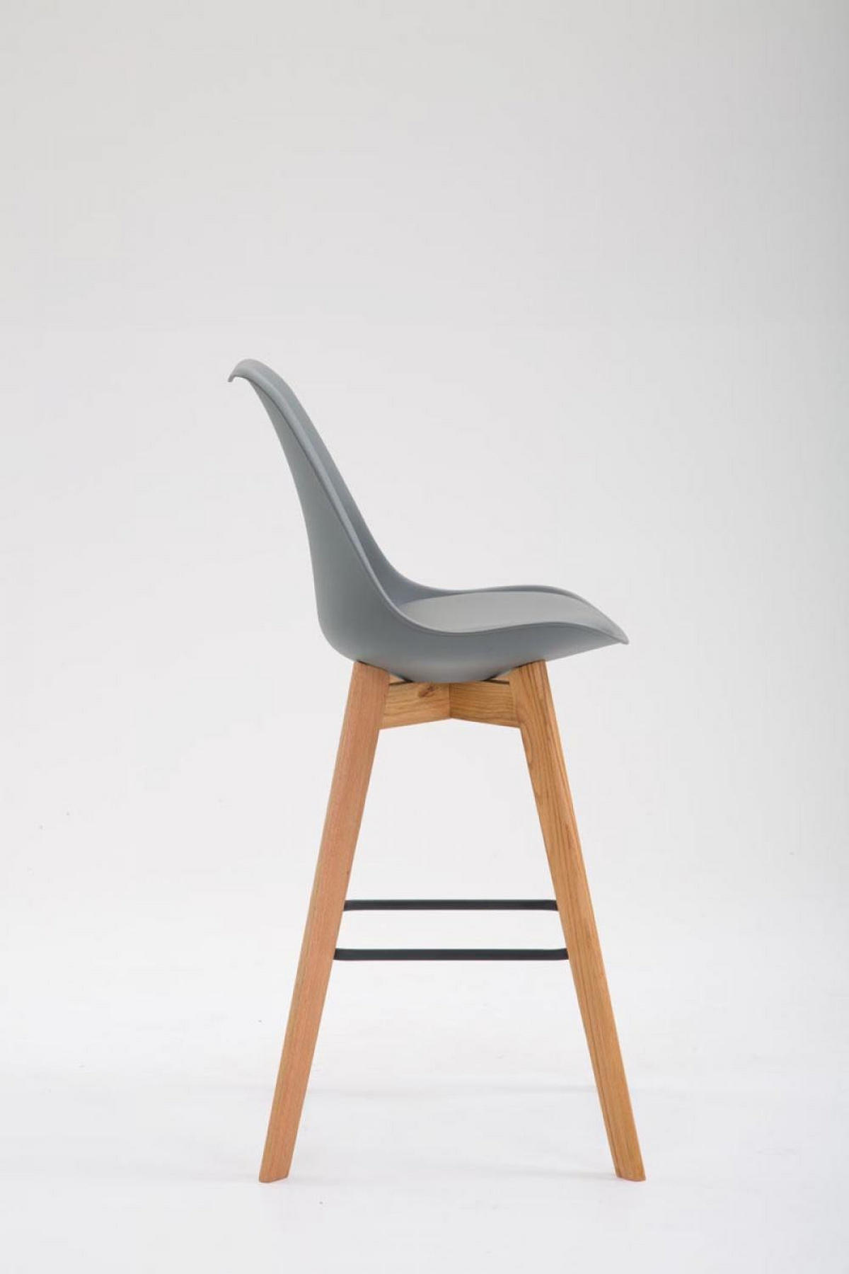 BARHOCKER Kunststoff grau - Eukalyptusholzfarben/Grau, Holz/Kunststoff (48/112/56cm) - CLP