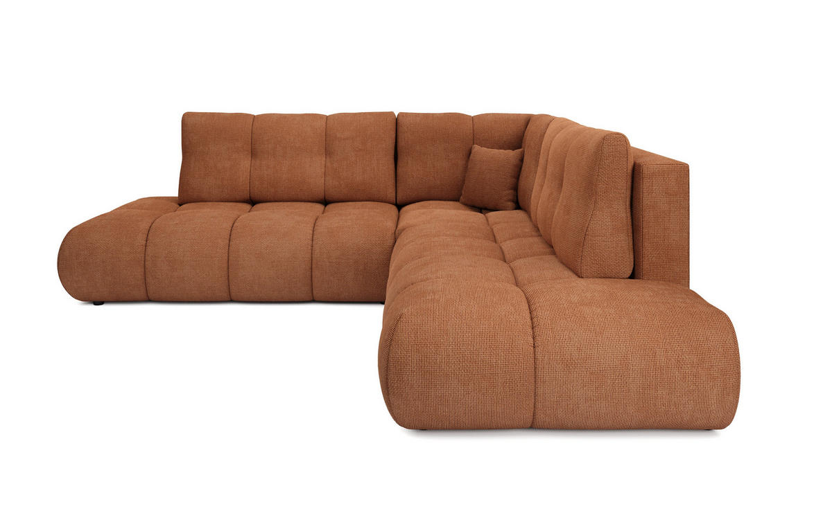 ECKSOFA DUCA II L-S Orange Chenille mit Schlaffunktion - Orange, Holz (266.5/266.5cm) - MASSENO