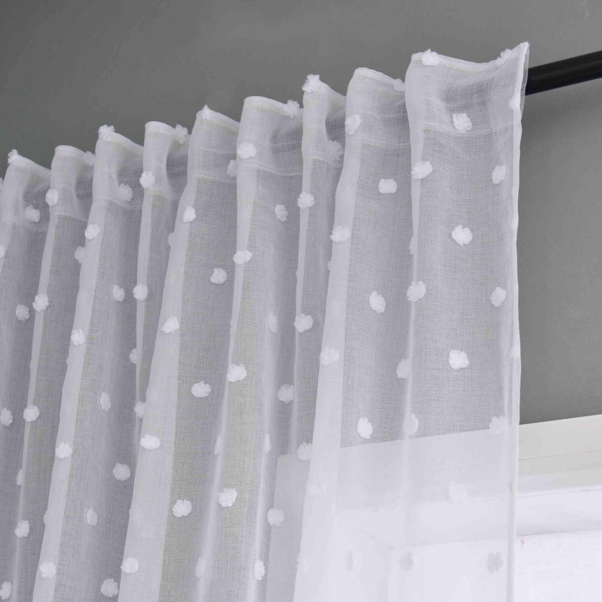GARDINE VALENCIA HxB 245x145 cm Natur Snowflakes - Weiß, Textil (145/245cm) - Gardinenbox