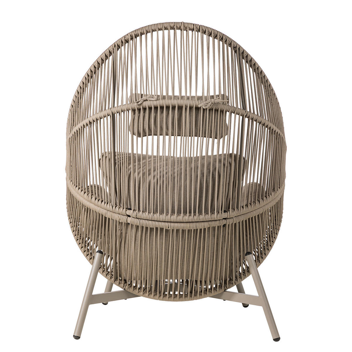 GARTENSESSEL - Eisen / Polyester - Beige, Textil/Metall (100/140/100cm) - home24