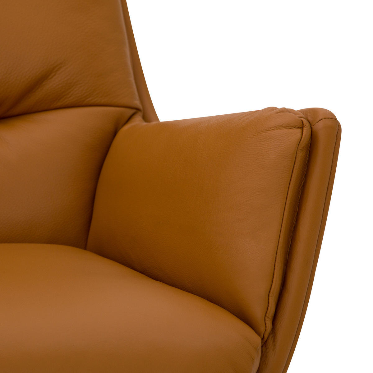 SESSEL mit Holzfüßen - Eichefarben/Cognac, Leder/Eichenholz (83/95/97cm) - home24