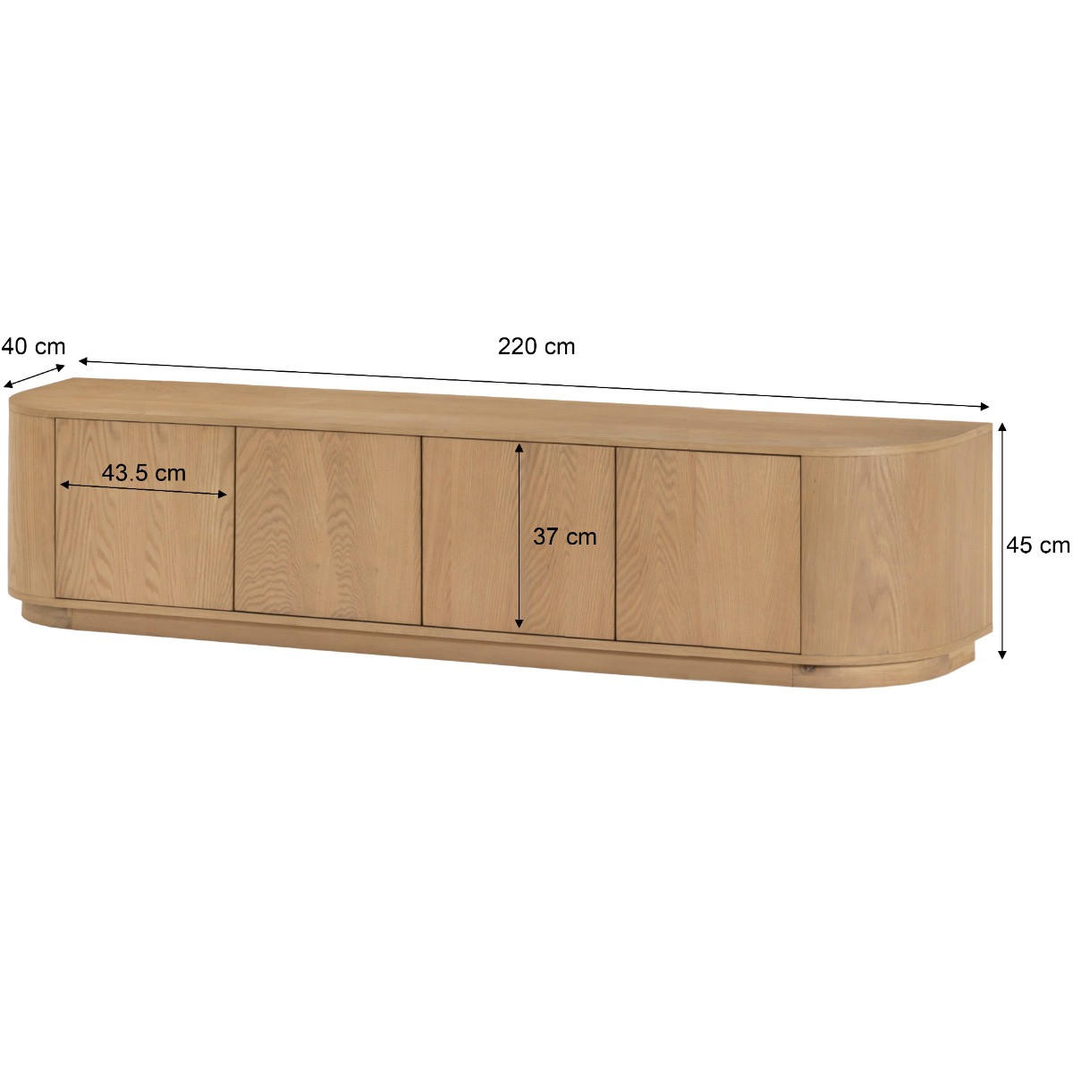 TV-MÖBEL Novero Braun 40/220/45 cm - Braun, Holz (220/45/40cm) - Livingfurn