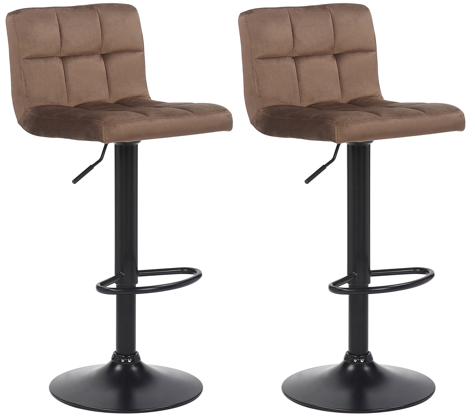 BARHOCKER 2er Set Samt Braun - Schwarz/Braun, Textil/Metall (40/85/40cm) - CLP