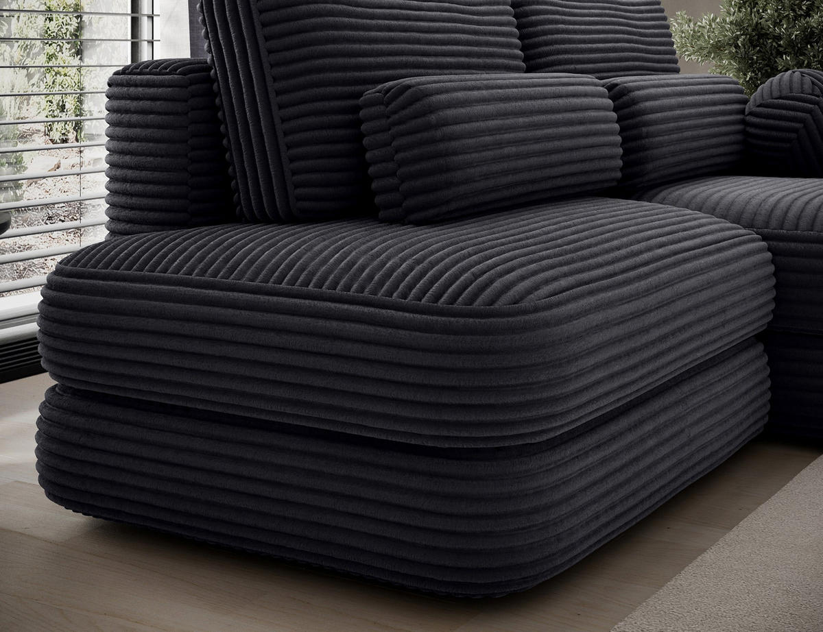 ECKSOFA RIPELI L-Form mit Schlaffunktion & Bettkasten – Modernes 3-Sitzer Sofa, Wellenfederung, 217 × 175 cm - Schwarz, Kunststoff (175/217cm) - Wohnideebilder
