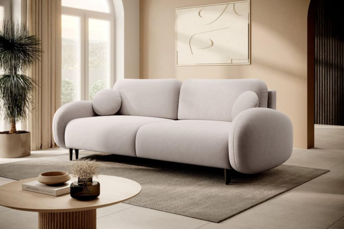 SOFA Zimny Beż SOFTI Schlaffunktion - Ecru, Textil (232/95/109cm) - Sepro Meble