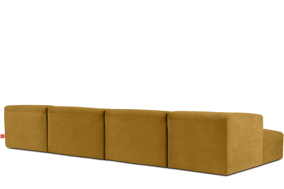 PANORAMA-ECKSOFA BUFFO 7/8 Sitzer mit extrem weicher Sitzfläche, Gewebestoff, Honig - Gelb, Textil (424/73/180cm) - KONSIMO®