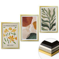 WANDBILDER 3er Set - 40x60 cm Goldrahmen - Florale abstrakte Formen - Goldfarben, Kunststoff (40/60cm) - ArtPrintCave