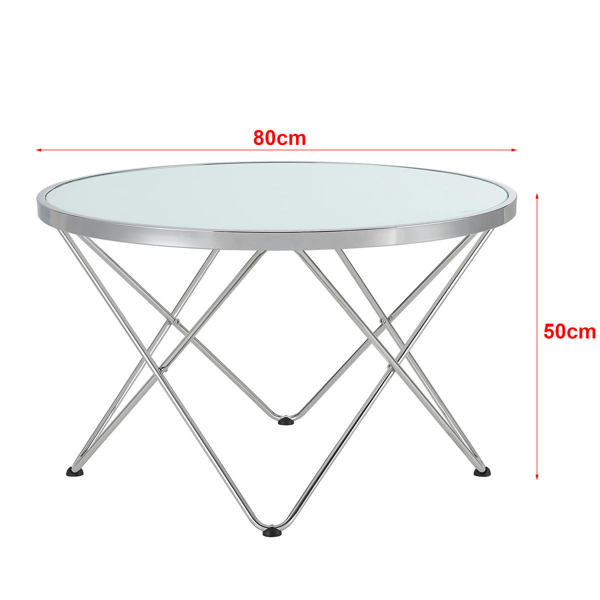 COUCHTISCH Nikkeby 80/80/50 - Silberfarben, Glas (80/80/50cm) - [en.casa]