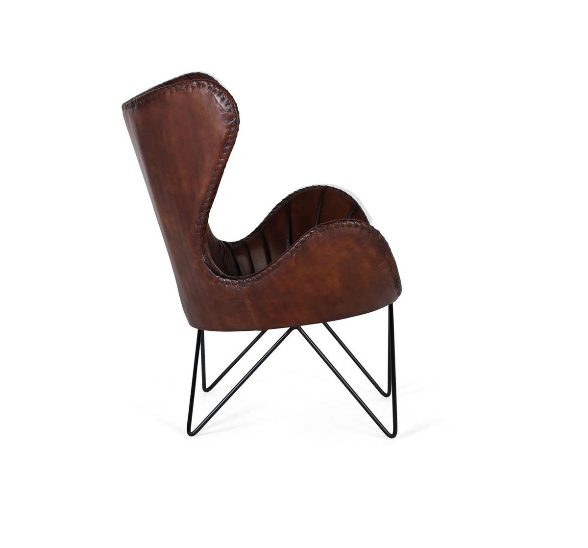 SESSEL aus Leder und Metall - Braun, Fell (83/100/77cm) - Giner y Colomer