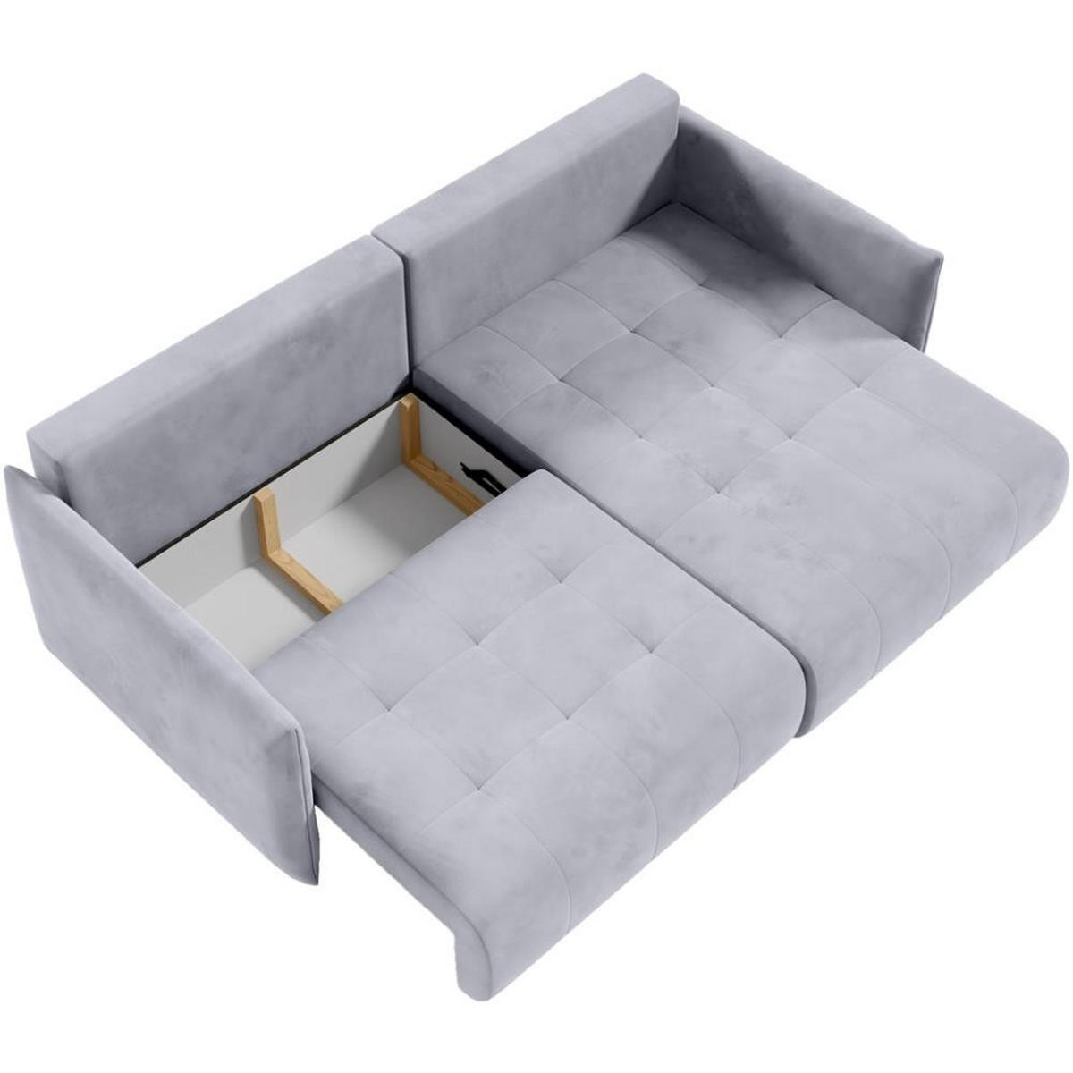 ECKSCHLAFSOFA Henry Mini hellgrau rechts - Hellgrau/Schwarz, Kunststoff/Textil (221/153cm) - Beautysofa