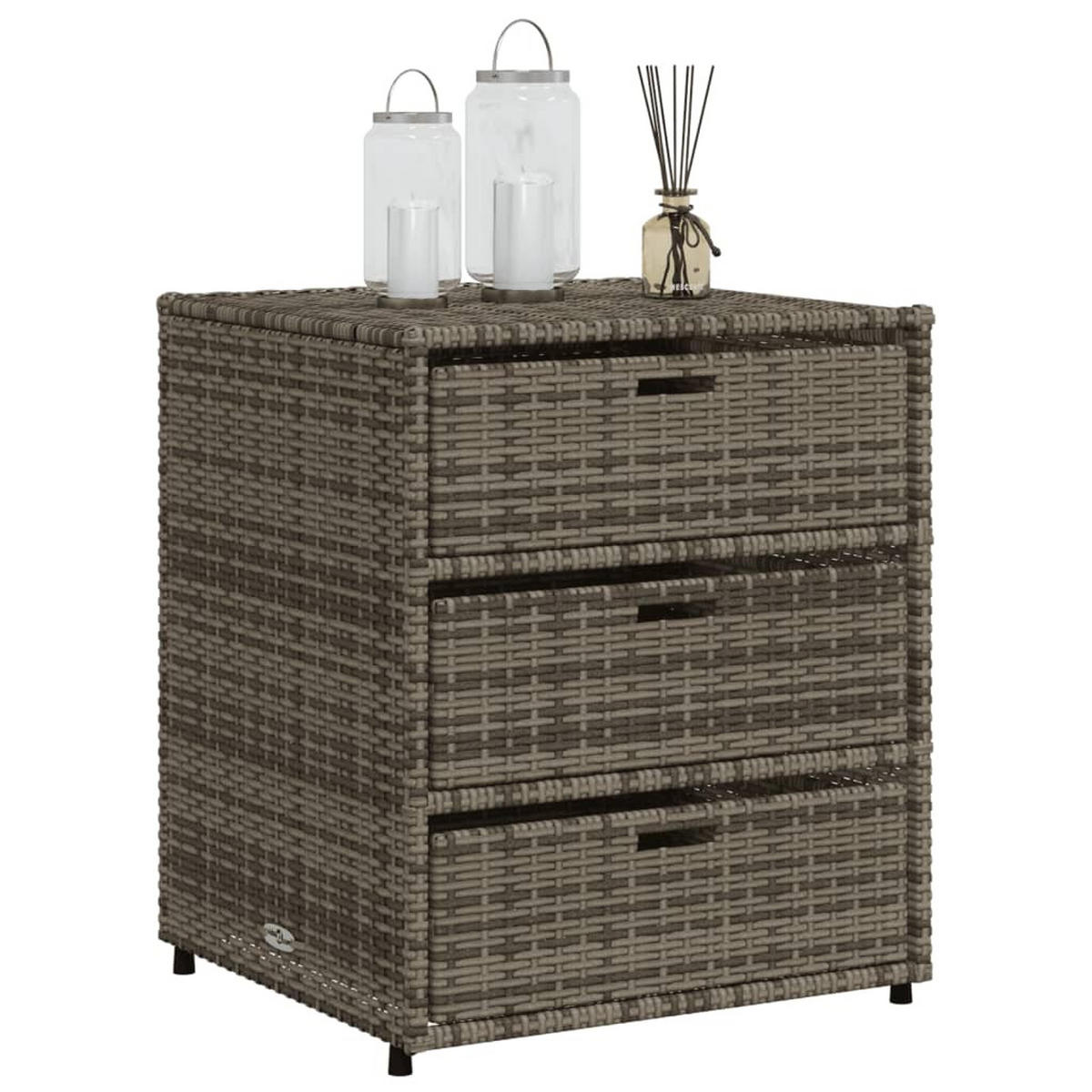 GARTENSCHRANK Grau 55x59x69 cm Poly Rattan - Grau, Kunststoff (55/69/59cm) - furnicato