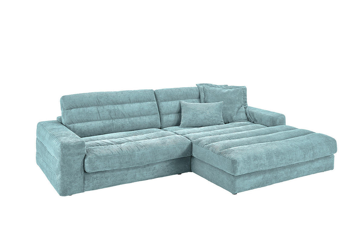 ECKSOFA LANA SOFA Hellblau Cord - Schwarz/Hellblau, Textil (296/205cm) - KAWOLA