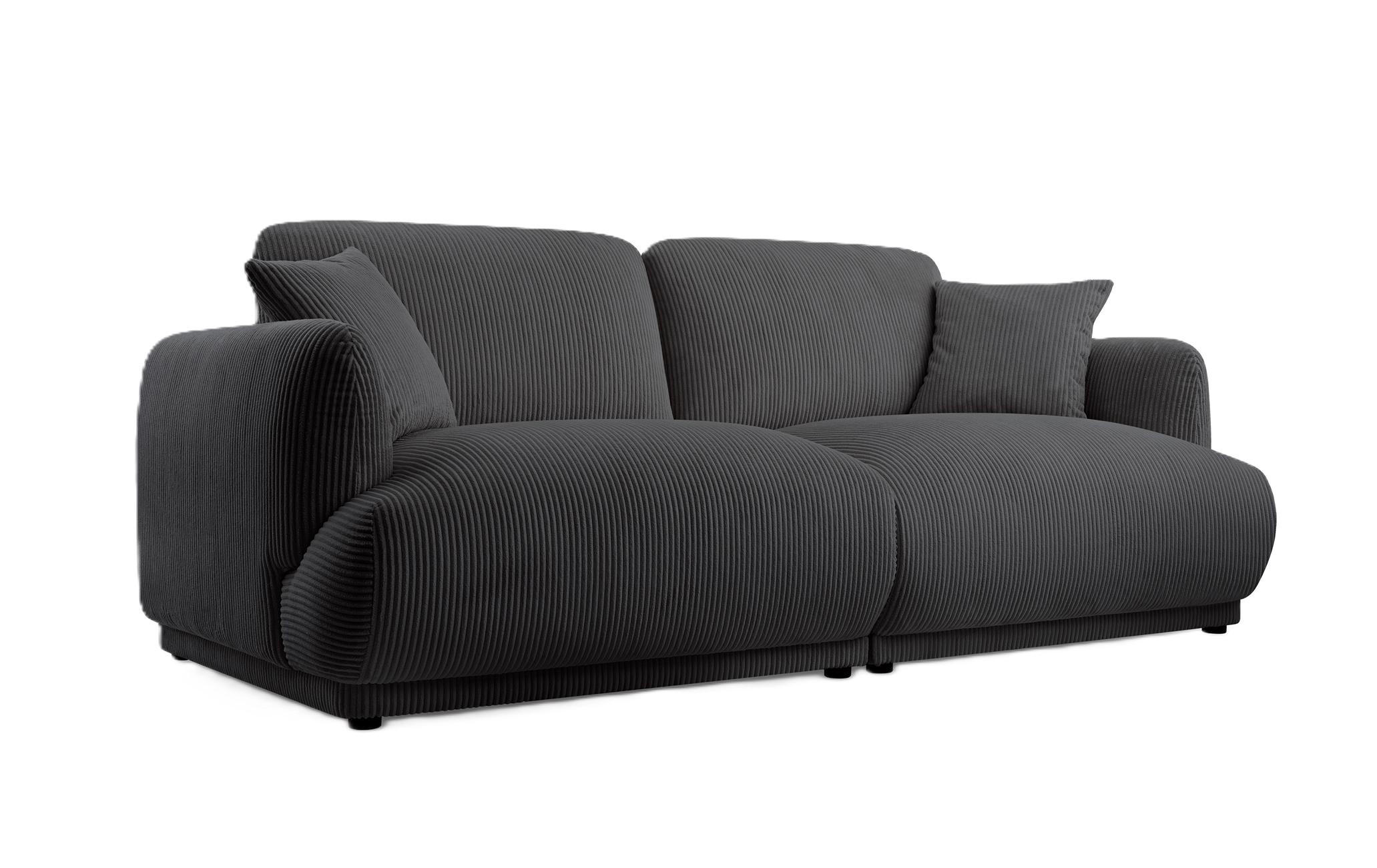 2-SITZER-SOFA Locco Graphit, Zweisitzer Sofa - Graphitfarben, Holzwerkstoff (206/83/102cm) - Bettso