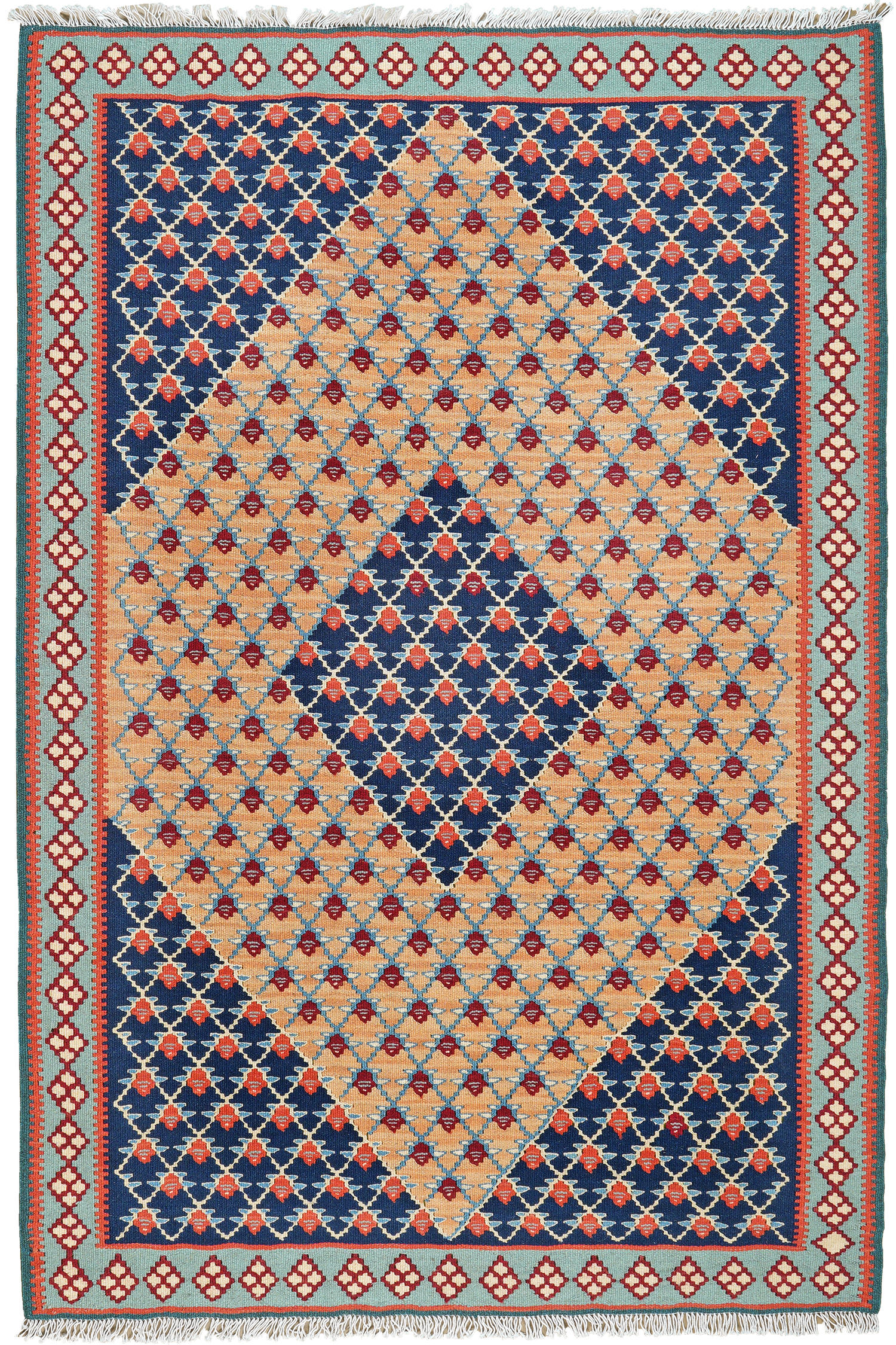 HANDWEBTEPPICH Kelim Senneh Beige 154/102 cm Schurwolle - Beige, Textil (102/154cm) - Looma