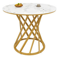 JEDÁLENSKÝ stôl 80/80/76 cm MDF a kov zlatá/biela - zlatá, kompozitné drevo (80/80/76cm) - BEAOK