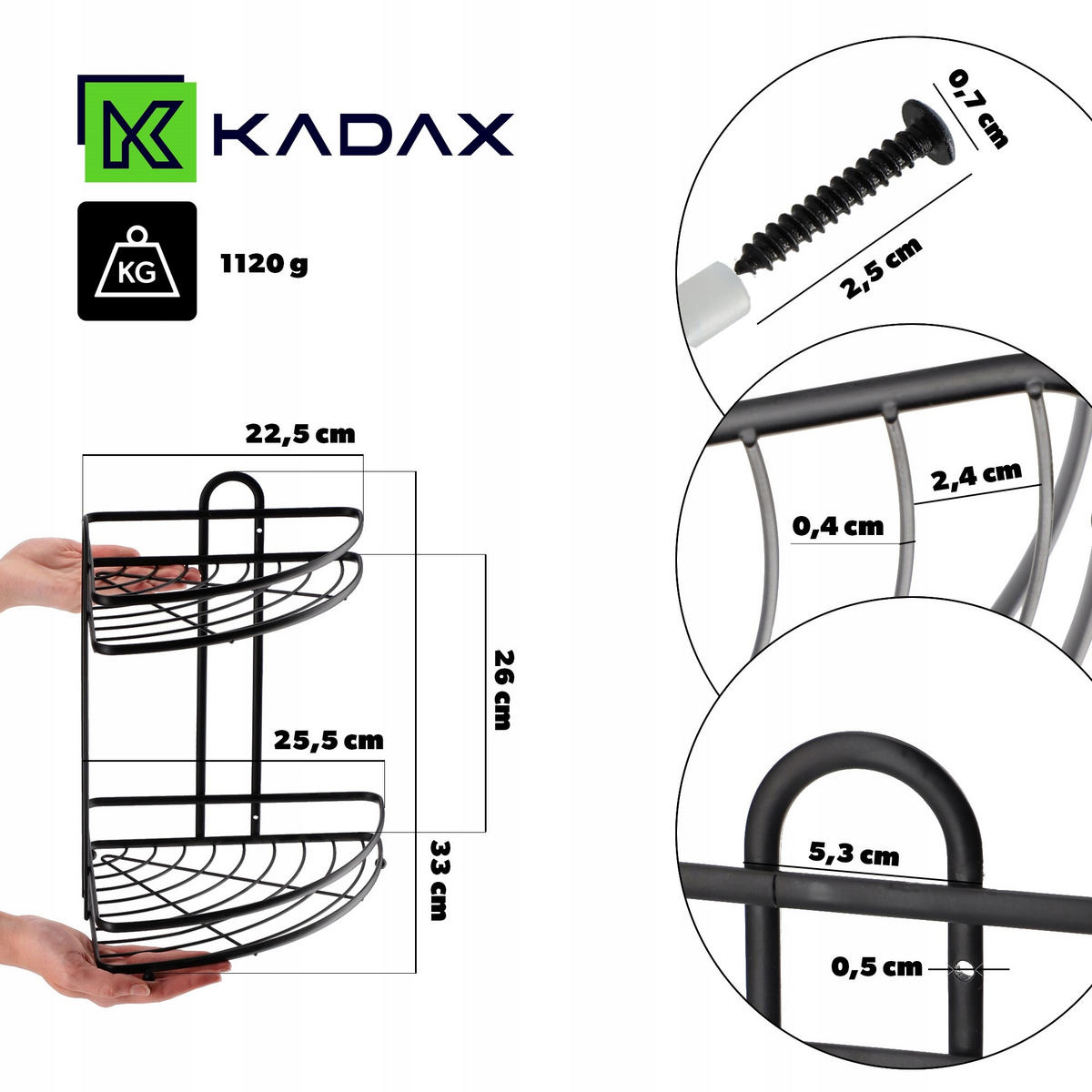 BADEZIMMER-ECKREGAL, schwarz - Schwarz, Metall (26/33cm) - KADAX