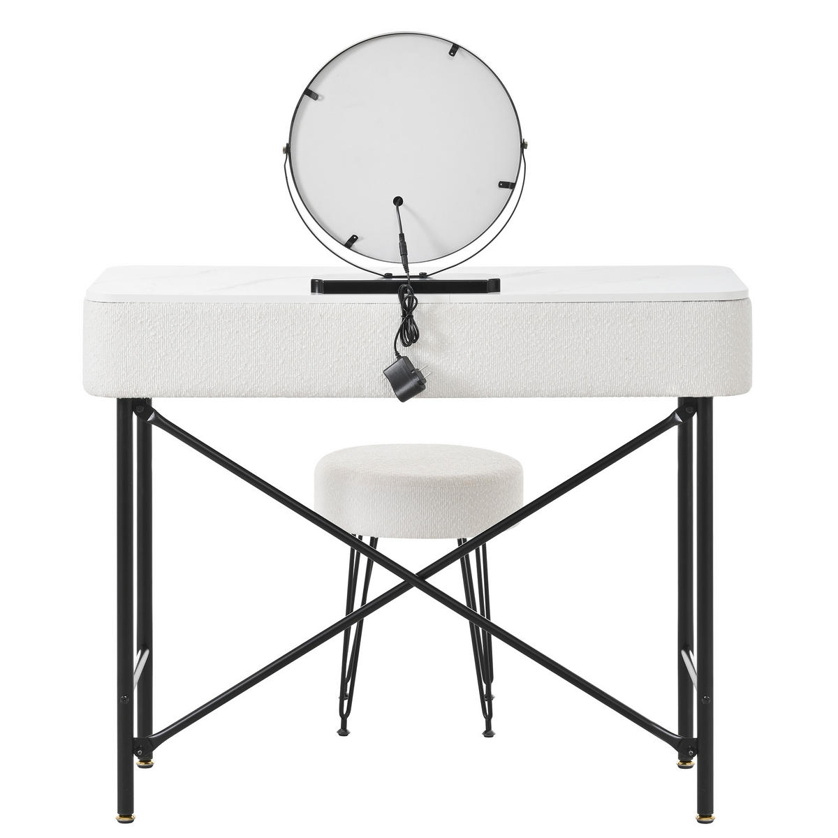 SCHMINKTISCH 100/40/120 cm weiß aus Spanplatte mit LED-Spiegel - Weiß, Holzwerkstoff (40/120/100cm) - OKWISH