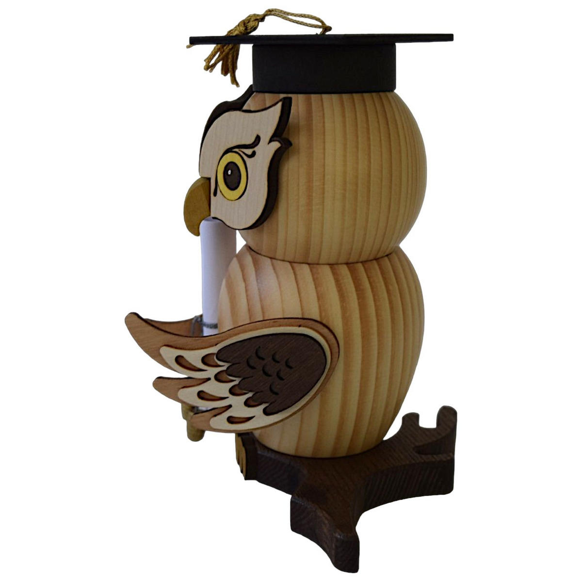 RÄUCHERFIGUR Eule Bachelor 15 cm - Multicolor, Holz (10/15/10cm)