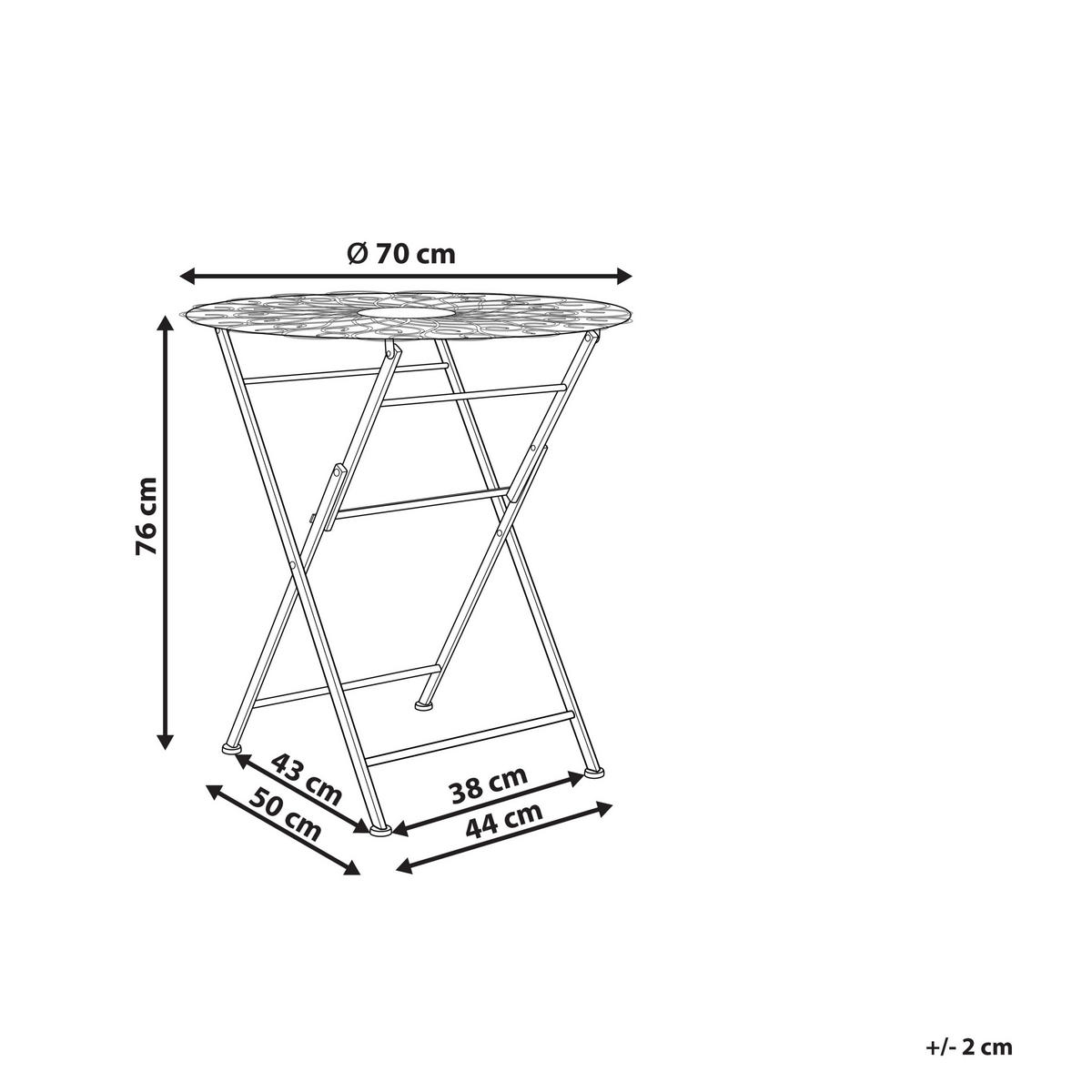 GARTENTISCH Metall cremeweiß 70 cm zusammen klappbar Stiffe - Creme, Metall (70/70/76cm) - Beliani