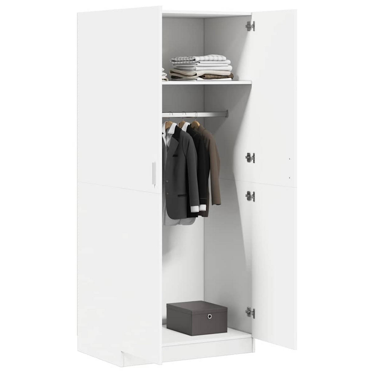 KLEIDERSCHRANK Weiss 80/52/180 Cm Holzwerkstoff - Weiß, Holzwerkstoff (52/180/80cm) - vidaXL