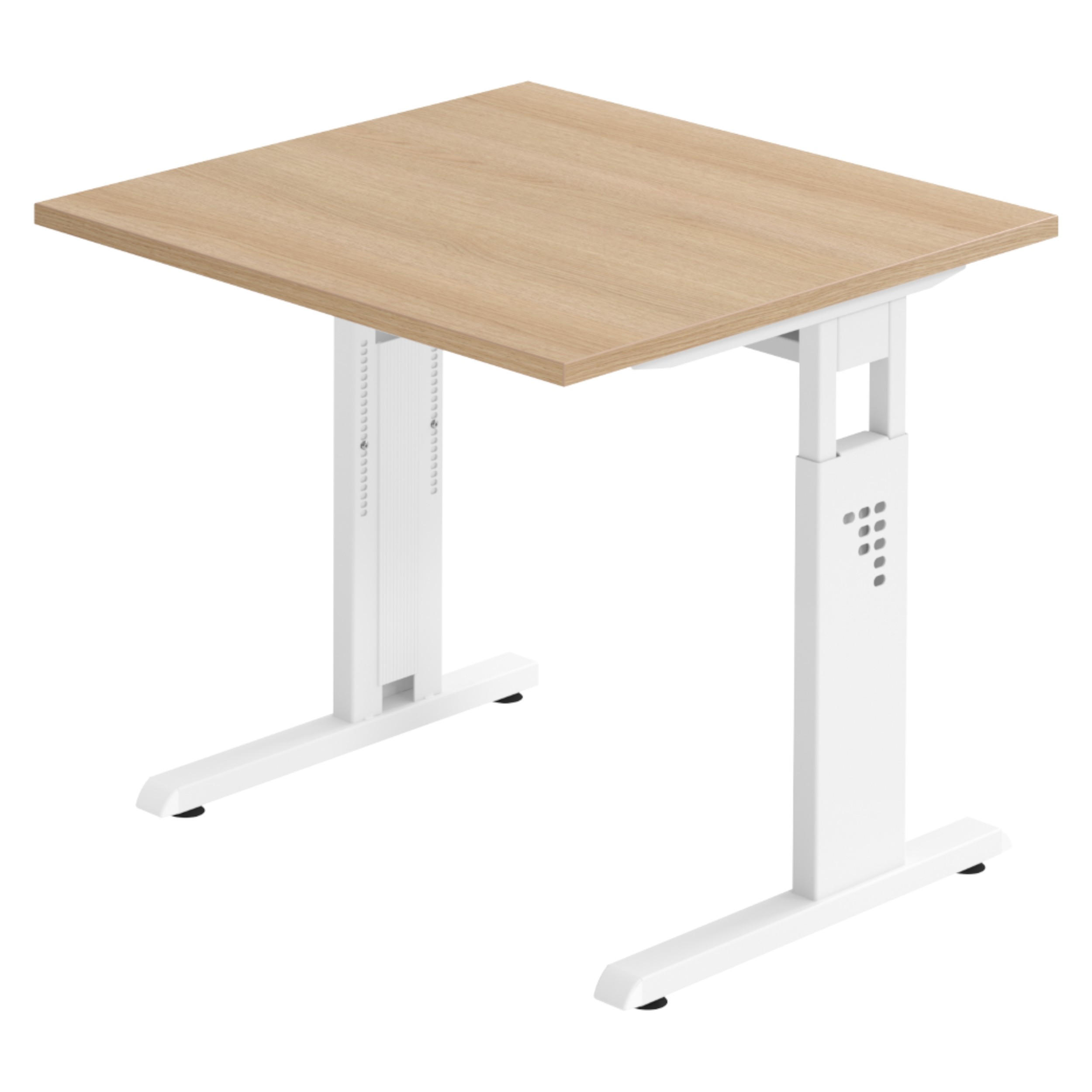 SCHREIBTISCH Serie-O 80/80/74 cm in Eichefarben/Weiß - Eichefarben/Weiß, Holzwerkstoff (80/80/74cm) - bümö