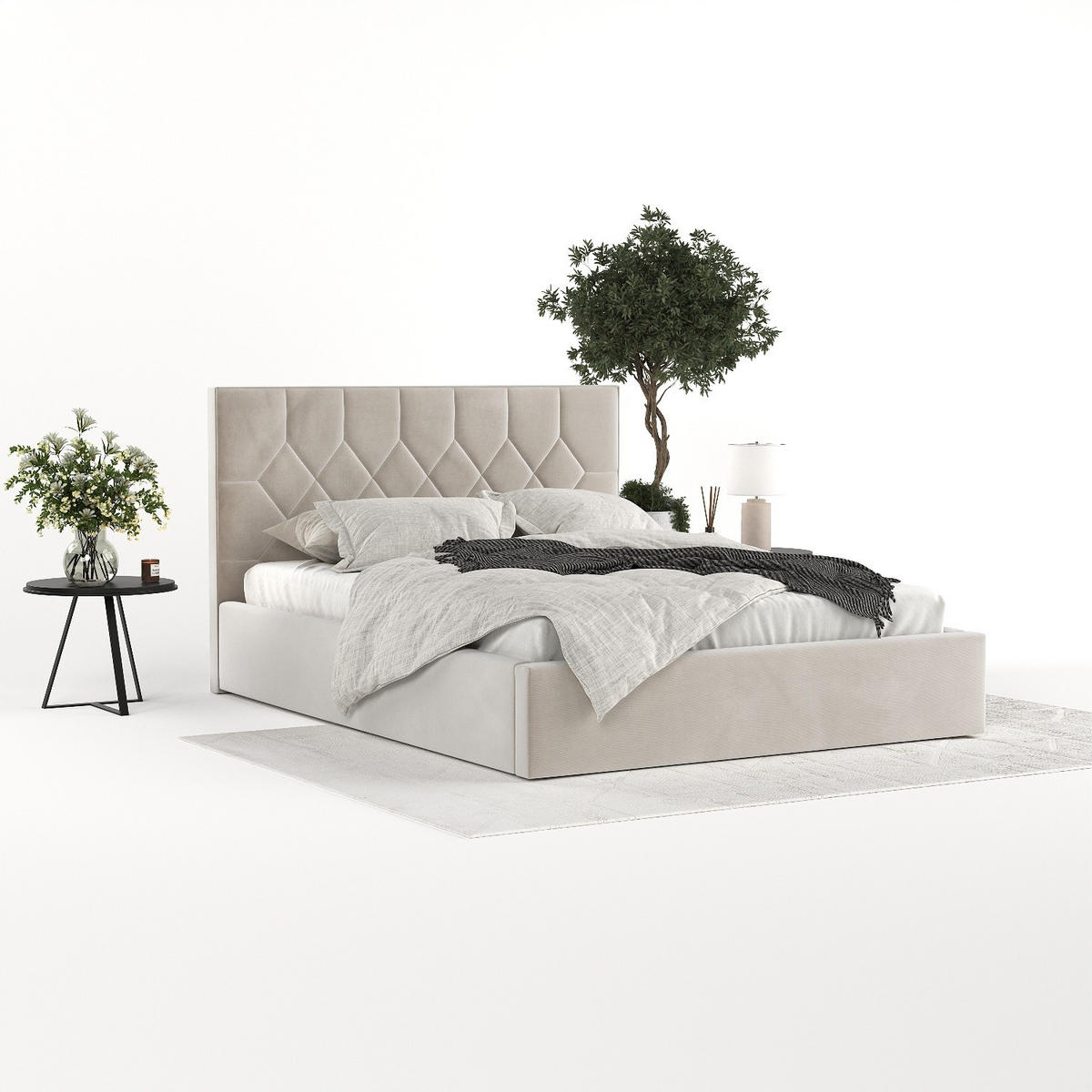 POLSTERBETT Brisa 160/200 cm Hellbeige im Paros Stoff - Beige/Schwarz, Holz/Holzwerkstoff (160/200cm) - AltaBeds