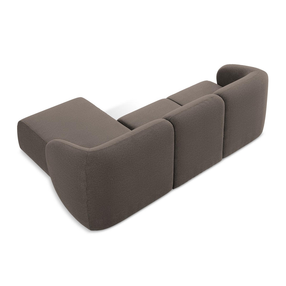 ECKSOFA Rechts Bouclé Stoff Braun - Schwarz/Mokka, Holzwerkstoff/Kunststoff (248/166cm) - LaMiaSofa