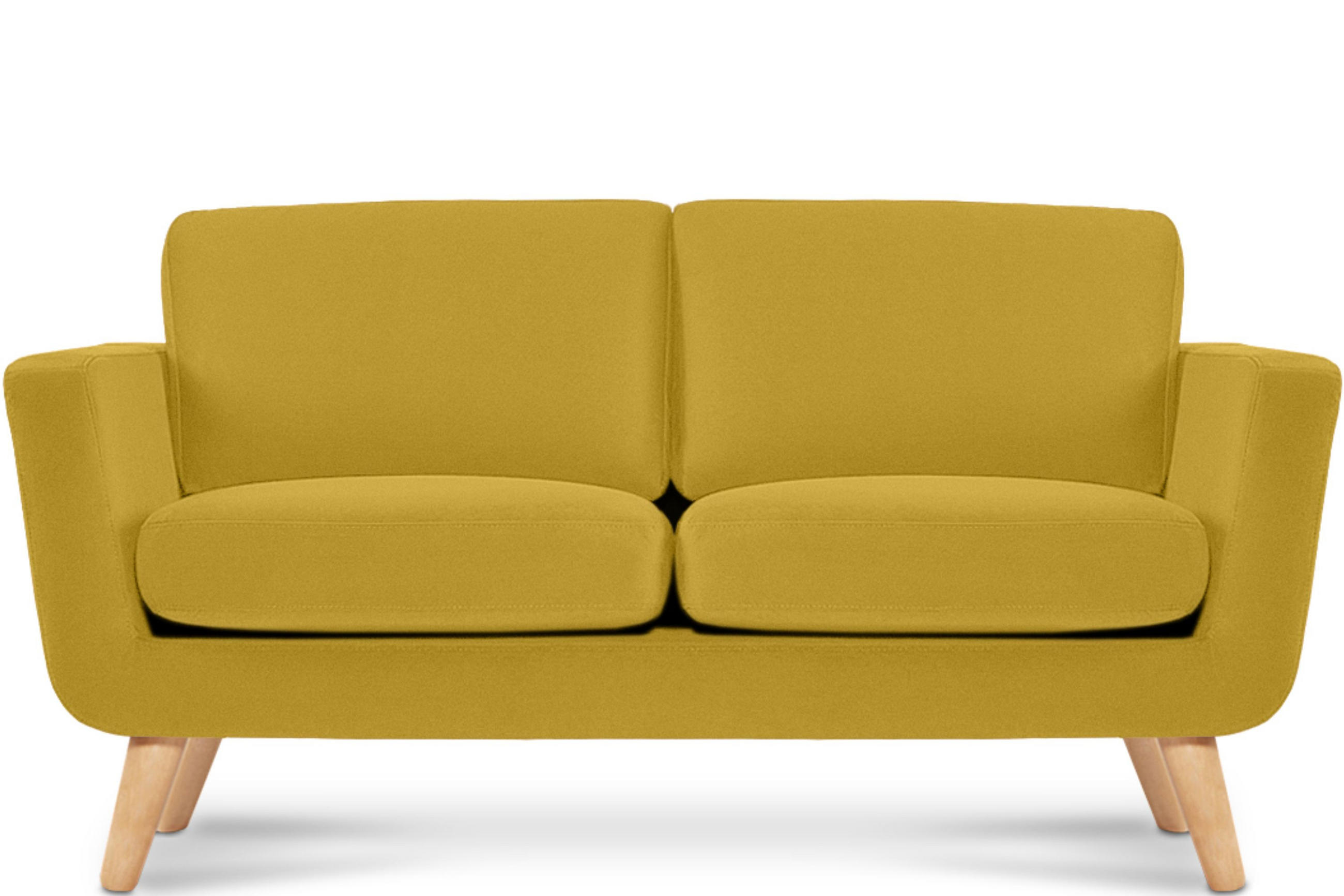 SOFA TAGIO mit Armlehnen, Gelb - Gelb/Braun, Buchenholz/Textil (153/80/84cm) - KONSIMO®