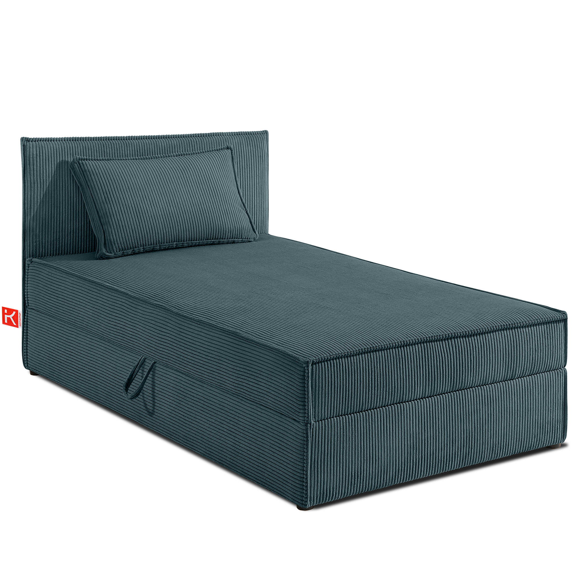 BOXSPRINGBETT ROTI Einzelbett, blau - Blau/Schwarz, Holz/Holzwerkstoff (90/200cm) - KONSIMO®