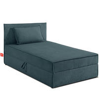 BOXSPRINGBETT ROTI Einzelbett, blau - Blau/Schwarz, Holz/Holzwerkstoff (90/200cm) - KONSIMO®