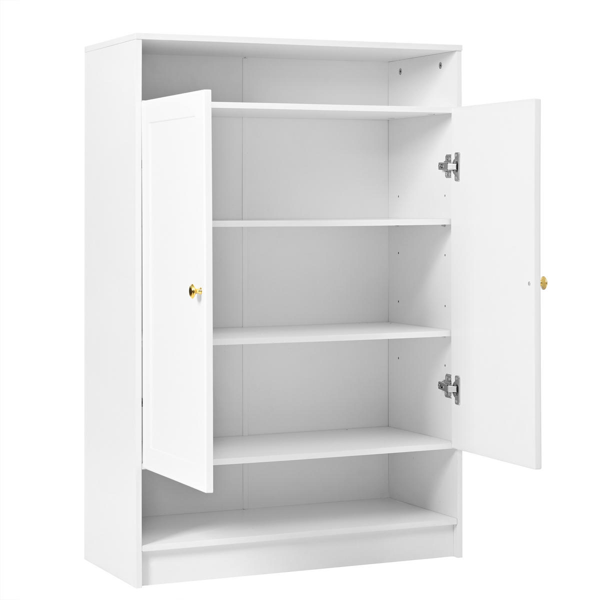 SCHUHSCHRANK Modern mit Goldgriffen Weiß 73x34x109cm - Weiß, Holzwerkstoff (34/109/73cm) - FLIEKS