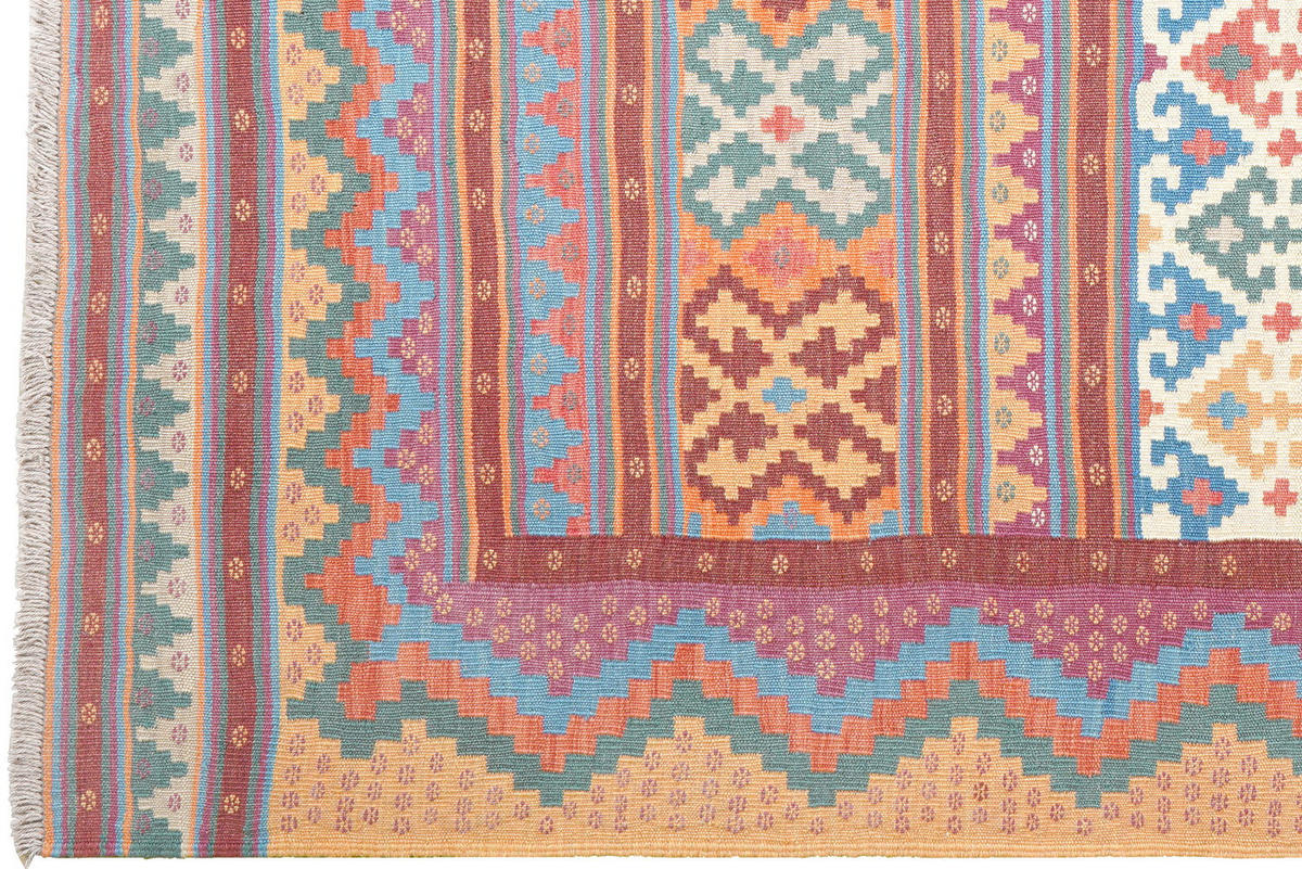 HANDWEBTEPPICH Sumak Sirdjan Kelim Bunt 225/156 cm Schurwolle - Multicolor, Textil (156/225cm) - Looma