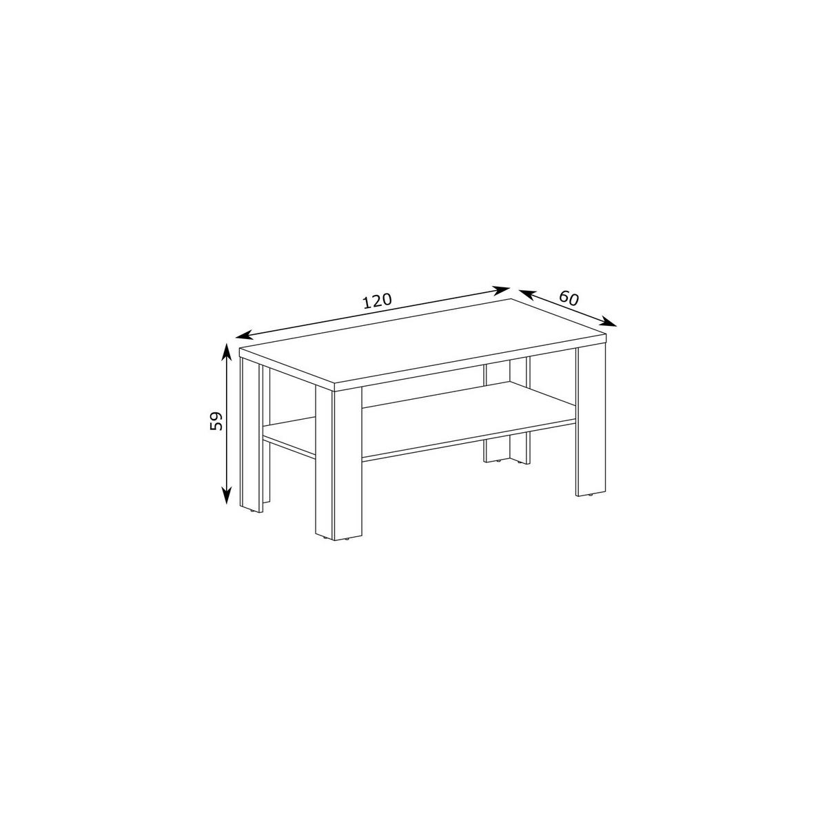COUCHTISCH Antica New AN-13 120 x 60 x 59 cm Kraft Gold - Wildeiche, Holzwerkstoff (60/120/59cm) - Koseto