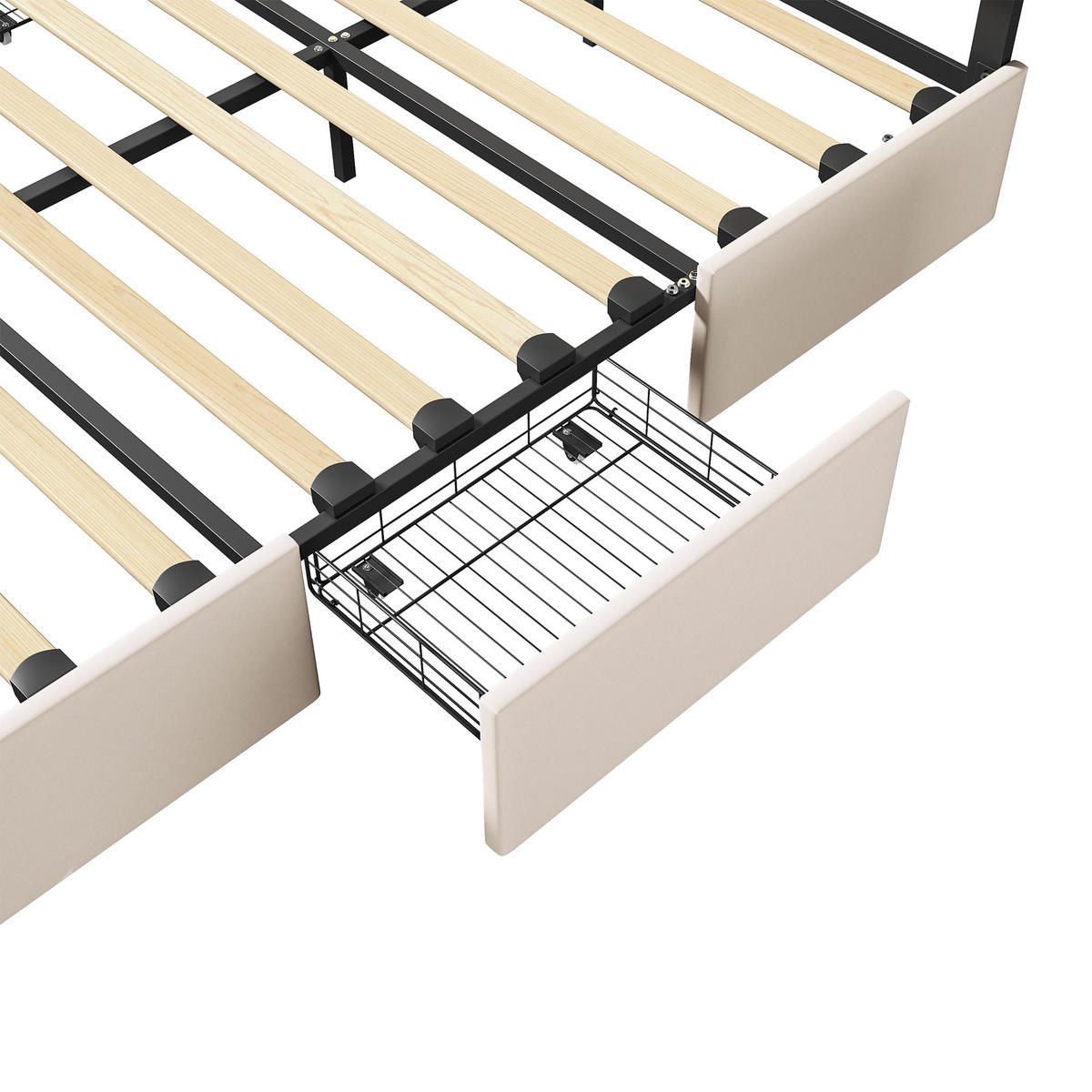 DOPPELBETT,BETTGESTELL 160x200 cm mit Schubladen verstellbares Kopfteil - Beige, Holz (160/200cm) - PARAFTA HOME