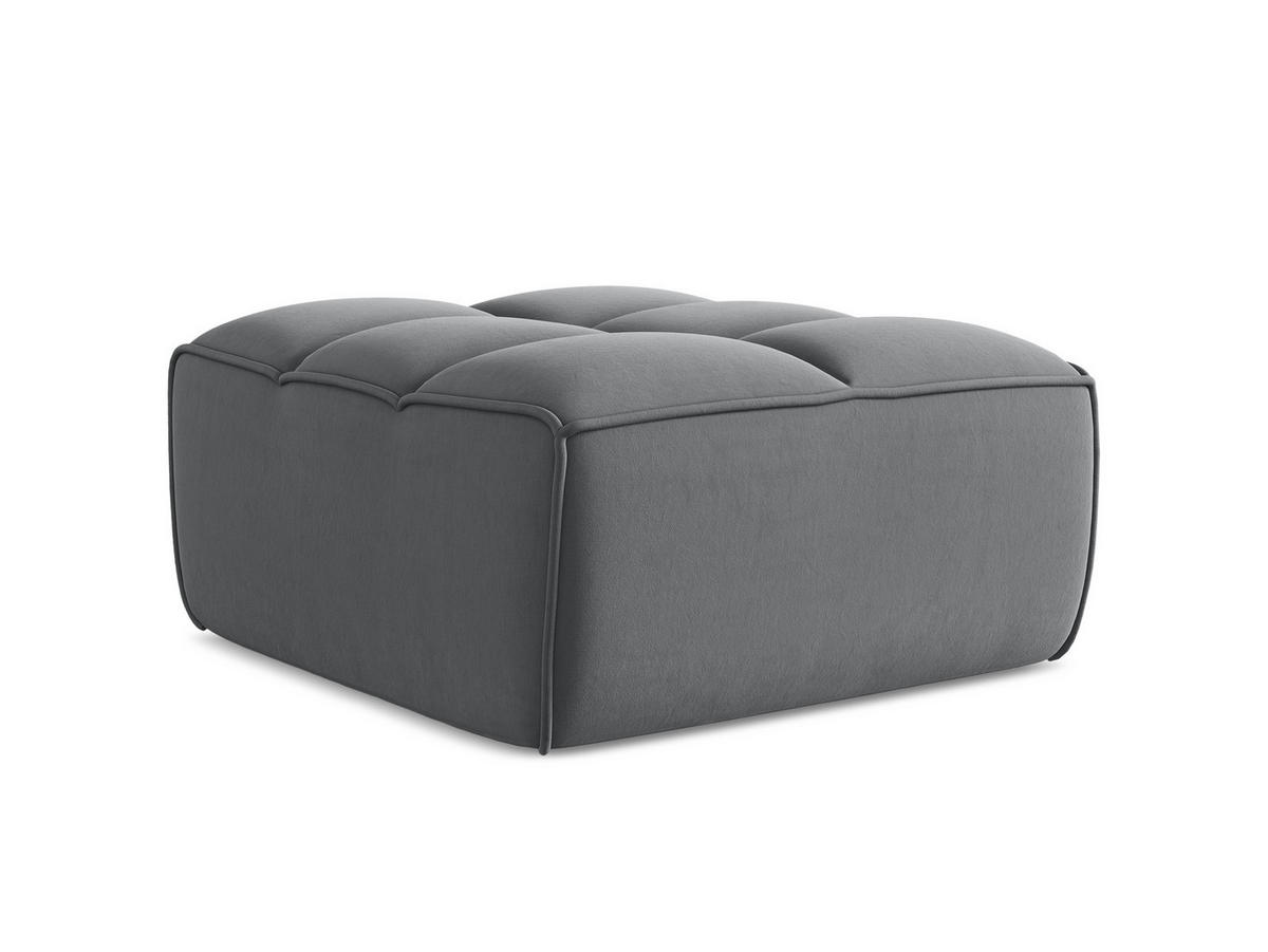 POUF Samt Stoff Grau - Dunkelgrau/Schwarz, Kunststoff/Textil (80/43/93cm) - Makamii