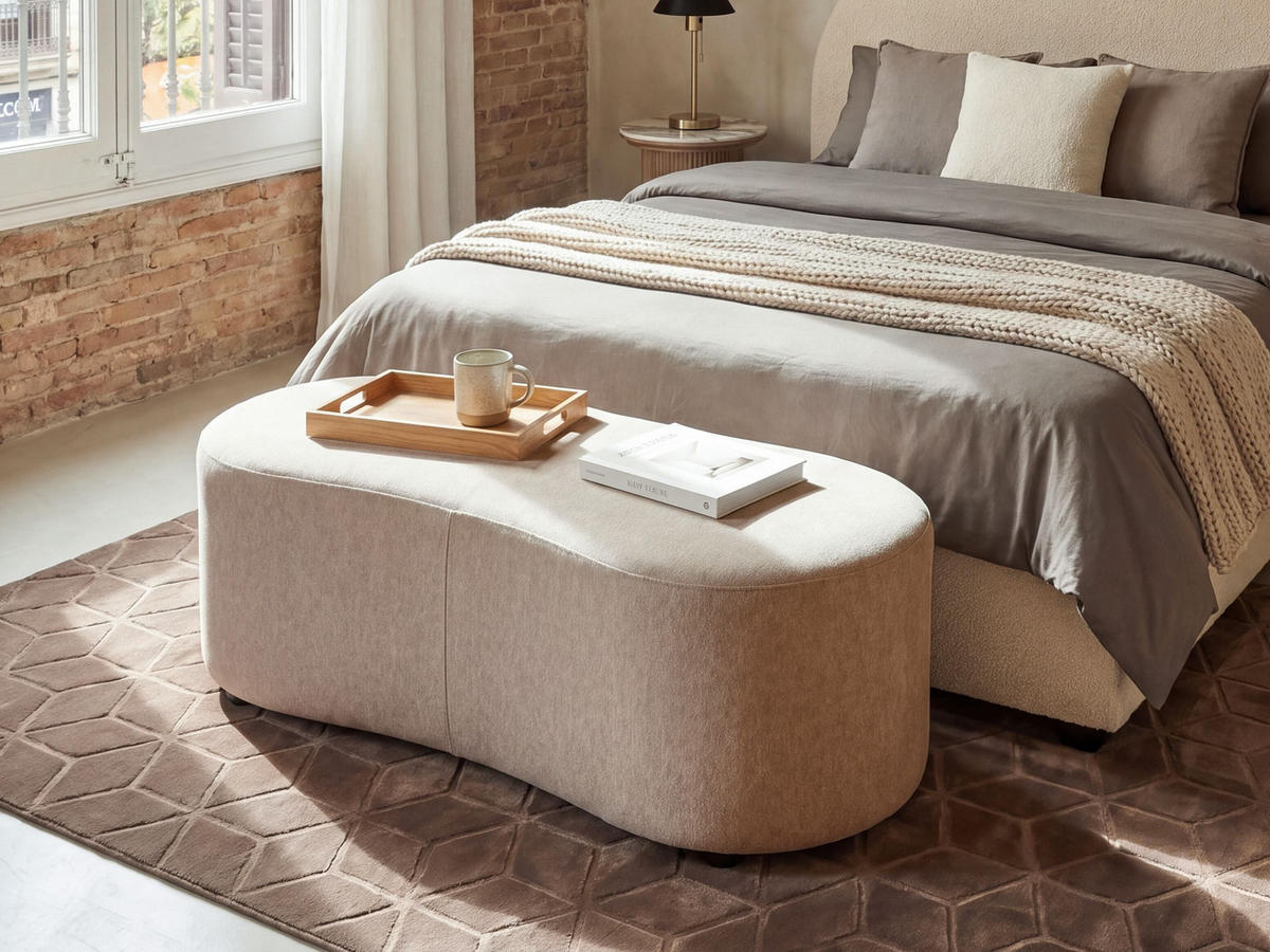 OTTOMANE Stoff Beige Amal - Beige, Textil (120/41/54cm) - Beliani